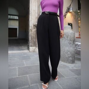 Zara Tailored Black HIGH WAIST WIDE LEG PANTS Sz S